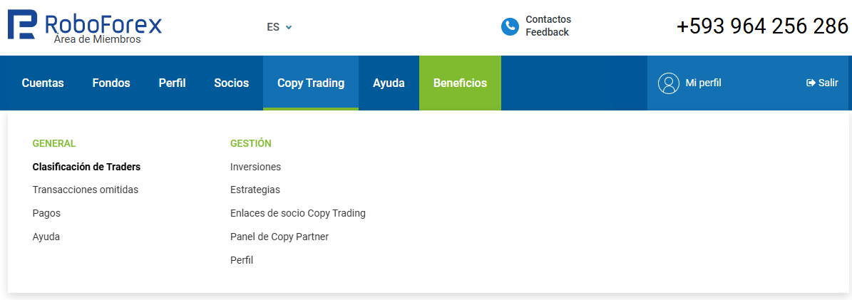 Buscar estrategias en CopyFX RoboForex