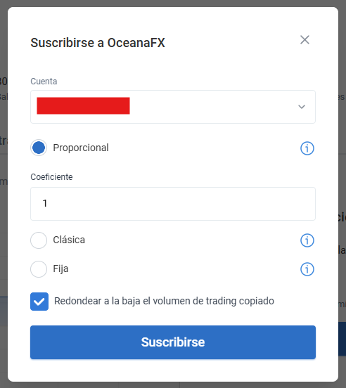 Configuración cuenta copia RoboForex