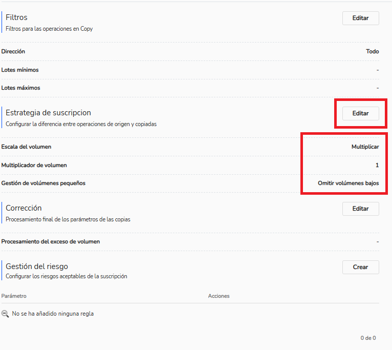 Configuración del multiplicador en Tsunami